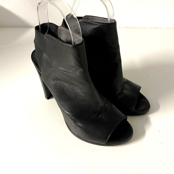 Stuart Weitzman Hereitis Open Toe Leather Boot Black Criss Cross Elastic… - Picture 2 of 10